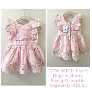 NEW Hope & Henry Girl’s Pink Ruffled Eyelet Dress